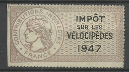 France   Fiscaux  Taxe Sur Vélocipèdes N° 5 De 1947 Neuf   (  *  )    B/TB    Voir Scans  Soldé ! ! ! - Stamps