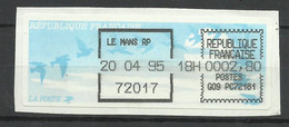 France  Vignette D'affranchissement Oiseaux De Jubert ,Le Mans 20/4/1995 2,80 F Noire    B/TB Voir Scan  Soldé ! ! ! - 1990 Type « Oiseaux De Jubert »