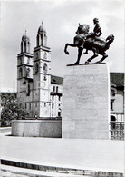 Zurich - Hans Waldmann Denkmal - Grossmunster - Monument - Horse - Cathedral - 1955 - Old Postcard - Switzerland - Used - Wald