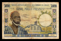 Estados De África Occidental Senegal 5000 Francos 1959-1965 Pick 704Kl 016 BC F - États D'Afrique De L'Ouest