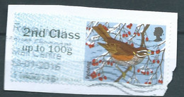 GROSBRITANNIEN GRANDE BRETAGNE GB POST&GO 2015 WINTER FUR AND FEATHERS:REDWING 2Nd CLASS Up To 100g PAPER SG FS144 - Post & Go Stamps