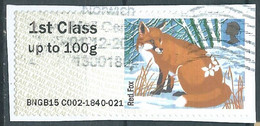 GROSBRITANNIEN GRANDE BRETAGNE GB POST&GO 2015 WINTER FUR AND FEATHERS:RED FOX 1ST CLASS Up To 100g PAPER SG FS145 - Post & Go Stamps