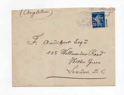 !!! 25C SEMEUSE PERFOREE MM (MESSAGERIES MARITIMES) SUR LETTRE DE 1911 POUR LONDRES - Covers & Documents