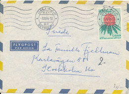 Lebanon Air Mail Cover Sent To Sweden 5-11-1964 Single Franked - Liban