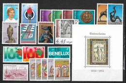 Luxemburg 1974 All Sets + Block Complete MNH Michel 876 / 897 + B 9 - Années Complètes