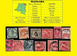 (°) BELGIAN CONGO / CONGO BELGE = NIANGARA CANCELS STUDY X 12 STAMPS  [G] - Variétés Et Curiosités