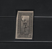 GREECE 1901 FLYING HERMES THIN PAPER 1 DRACHMA NO GUM SINGLE STAMP NO PERFORATION  HELLAS No 180Ak AND VALUE EURO 200.0 - Nuovi