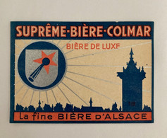 Etiquette Ancienne De BIERE - -SUPRÊME COLMAR - Bière