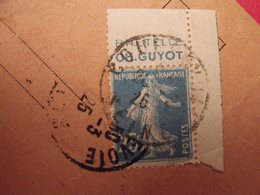 Lettre + Timbre Pub Publicitaire Semeuse 25c Bleu N° 140. Bretelle Guyot. Publicité Carnet Réclame - Lettres & Documents