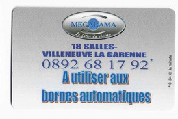 FRANCE CARTE CINEMA MEGARAMA VILLENEUVE LA GARENNE - Entradas De Cine