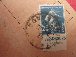 Lettre + Timbre Pub Publicitaire Semeuse 25c Bleu N° 140. Le Secours. Publicité Carnet Réclame - Lettres & Documents