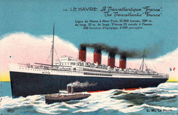 CPA France - Seine Maritime - Le Havre - Le Transatlantique France - Ligne Du Havre à New-York - E.L.D. - Illustration - Port