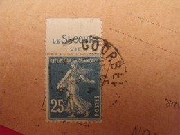 Lettre + Timbre Pub Publicitaire Semeuse 25c Bleu N° 140. Le Secours. Publicité Carnet Réclame - Storia Postale