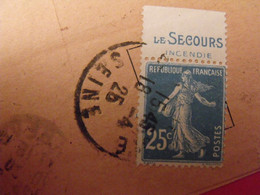 Lettre + Timbre Pub Publicitaire Semeuse 25c Bleu N° 140. Le Secours. Publicité Carnet Réclame - Lettres & Documents