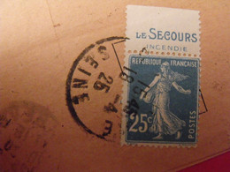 Lettre + Timbre Pub Publicitaire Semeuse 25c Bleu N° 140. Le Secours. Publicité Carnet Réclame - Storia Postale