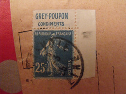 Lettre + Timbre Pub Publicitaire Semeuse 25c Bleu N° 140. Grey Poupon. Publicité Carnet Réclame - Covers & Documents