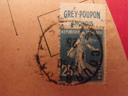 Lettre + Timbre Pub Publicitaire Semeuse 25c Bleu N° 140. Grey Poupon. Publicité Carnet Réclame - Briefe U. Dokumente