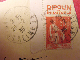 Lettre + Timbre Pub Publicitaire Paix N° 283 II. Ripolin. Publicité Carnet Réclame - Covers & Documents