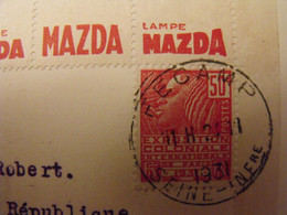 Lettre + Timbre Pub Publicitaire Fachi N° 272. Mazda. Publicité Carnet Réclame. Bordure Complète - Covers & Documents