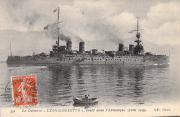 CPA Transports - Bateau - Guerre - Le Cuirassé Leon Gambetta - Coulé Dans L'Adriatique - N. D. Phot. - Oblitérée 1915 - Oorlog