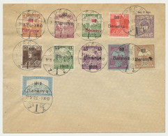 Hungary Serbia Baranya 1919 Dec. - 10 Stamps Cancelled On Postal Stationery Cover At Pecs - Turul, Karl, Harvesters - Local Post Stamps