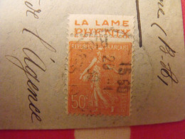 Lettre + Timbre Pub Publicitaire Semeuse N° 199. Phénix. Publicité Carnet Réclame. - Storia Postale