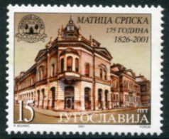 YUGOSLAVIA 2001 Matica Srpska Literary Association MNH / **.  Michel 3012 - Ongebruikt
