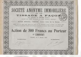 SOCIETE ANONYME IMMOBILIERE ET DE TISSAGE A FACON -VIENNE -ISERE - -ANNEE 1922 - Textile