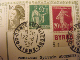 Lettre + Timbre Pub Publicitaire Semeuse N° 190. Byrrh. Publicité Carnet Réclame. Carte Maximun - Briefe U. Dokumente