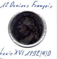 France. 12 Deniers. Type François. 1792 D - 1791-1792 Constitution (An I)