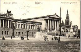 39669 - Wien - Wien I , Reichsrats Palast , Parlaments Brunnen - Gelaufen 1910 - Ringstrasse