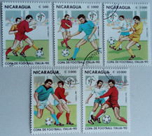 Nicaragua 1990 Sport Football Coupe Du Monde World Cup Soccer Yvert 1523  1524 1525 1526 1527 O Used - 1990 – Italie