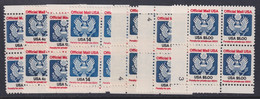 United States, Scott O127-O133, MNH Plate/zip Blocks Of Four - Officials