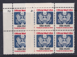 United States, Scott O132, MNH Plate No. 2 And 4 Blocks Of Four - Service