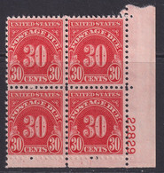 United States, Scott J85, MNH Plate Block Of Four - Strafport