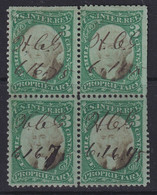 United States, Scott RB3b, Used Block Of Four, Few Cut Perfs - Fiscaux