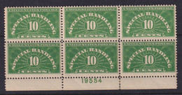 United States, Scott QE1, MHR Plate Block Of Six (minor Splitting) - Reisgoedzegels
