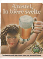 AMSTEL LA BIERE SVELTE"ALCOOl"jeune Femme Tend à Bout De Bras Chope De Bière"à Encadrer"issu D'un Magazine D'époque"1979 - Alcools