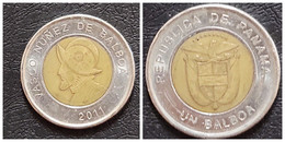 O) 2011 PANAMA, COIN, 1 BALBOA - PAB. VASCO NUÑEZ DE BALBOA, ARMS, FINE - Panamá