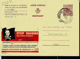 Publibel Obl. N° 2268 ( Stop Au Danger Des Mur Humides - Drapeau Pirates (tête De Mort) Obl. BXL  1968 - Werbepostkarten