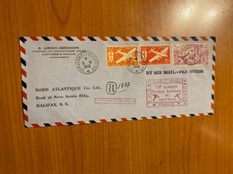 LETTRE SAINT PIERRE ET MIQUELON R 1948 1ere LIAISON POSTALE AÉRIENNE POUR LE CANADA - Brieven En Documenten