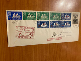 LETTRE R SAINT PIERRE ET MIQUELON 1948 - 1 ÈRE LIAISON AÉRIENNE POUR NEUILLY FRANCE - Storia Postale