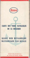 ESSO - Carte Des Voies Navigables De La Belgique - Kaart Der Bevaarbare Waterwegen Van België - Nautical Charts