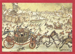 NL.- ANTON PIECK. PRETTIGE KERSTDAGEN EN EEN GELUKKIG NIEUWJAAR. HARTEWENS. KOETS. PAARDEN. ILLUSTRATOR - Pieck, Anton