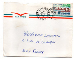 Côte D'Ivoire -1968 - Lettre SASSANDRA  Pour Besançon-25--tp J.O Mexico (canoe)   Seul Sur Lettre....cachet.. - Côte D'Ivoire (1960-...)