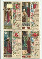 4 CARTOLINE - LAURA E PETRARCA - RAFFAELLO E FORNARINA - GIULIETTA E ROMEO - DANTE E BEATRICE SU CARTA FIORENTINA VIAGG. - 1900-1949