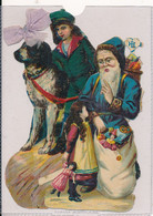 Découpis Père Noël Et Jeune Fille Avec Sa Poupée + Garçon Avec Son Chien + Petit Nœud - Motiv 'Weihnachten'