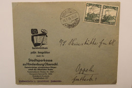 1935 Hindenburg Oppeln Opole Poland Pologne Cover Dt Reich Mi 580 Paar Paire Allemagne Germany - Brieven En Documenten