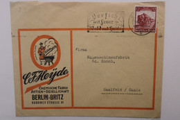 1935 Berlin Saalfeld Cover Dt Reich Mi 581 Timbre Seul Allemagne Germany Vorsicht Mit Feuer In Waldund Heide - Brieven En Documenten