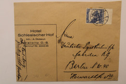 1936 Gleiwitz Gliwice Poland Cover Dt Reich Mi 582 Hotel Schlesischer Hof Timbre Seul Silésie Pologne - Cartas & Documentos